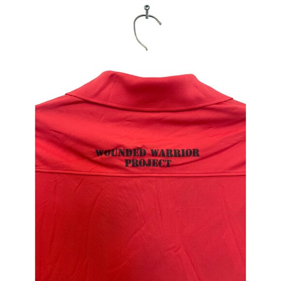 Under Armour Womens Medium Red Wounded Warrior Project Polo Shirt HeatGear Semi- - Picture 2 of 6